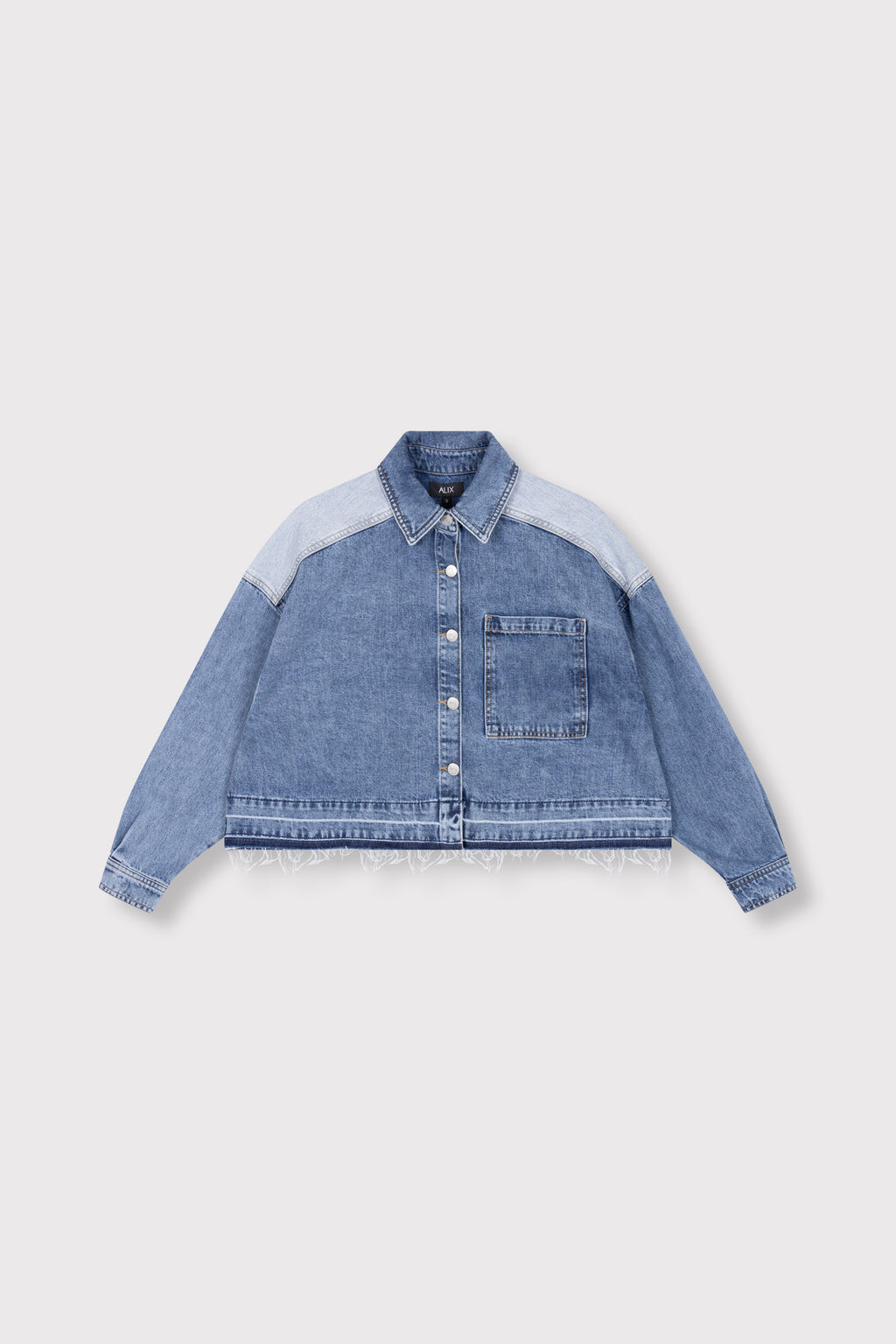 Ladies Woven Mix Denim Blouse -  - Bobbie Rose