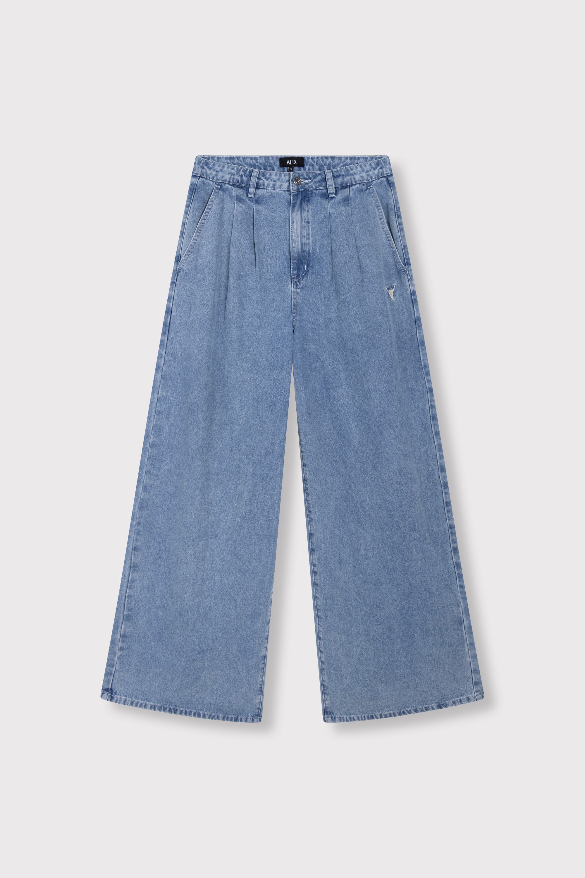 Ladies woven denim wide pants