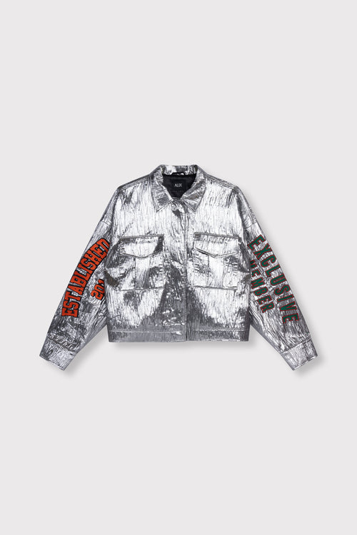 Ladies woven silver artwork jacket