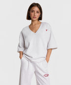 Ladies knitted v-neck shortsleeve sweater