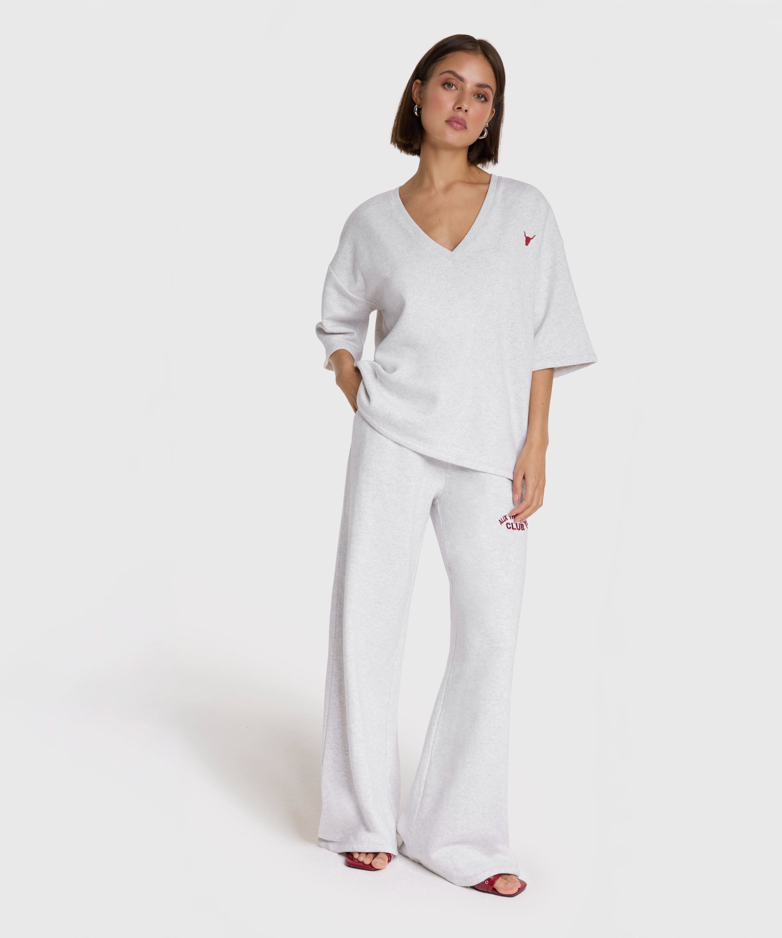 Ladies knitted v-neck shortsleeve sweater