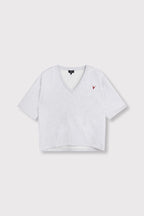 Ladies knitted v-neck shortsleeve sweater