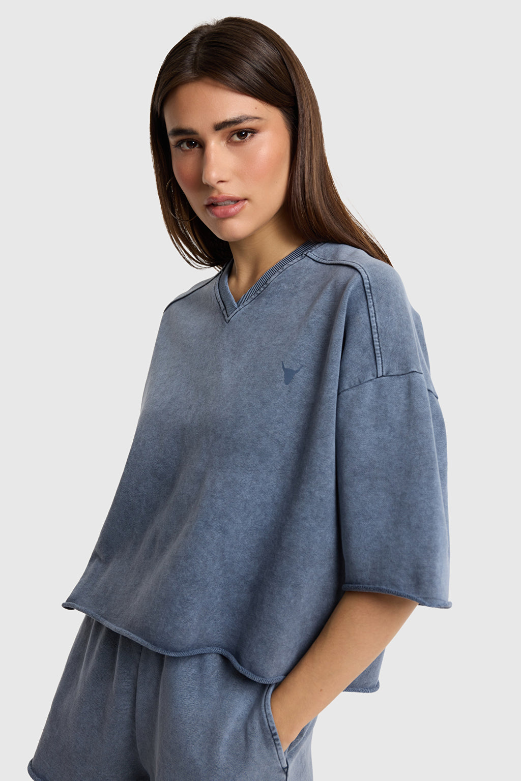 Cut Seam Sweat T-Shirt - Navy