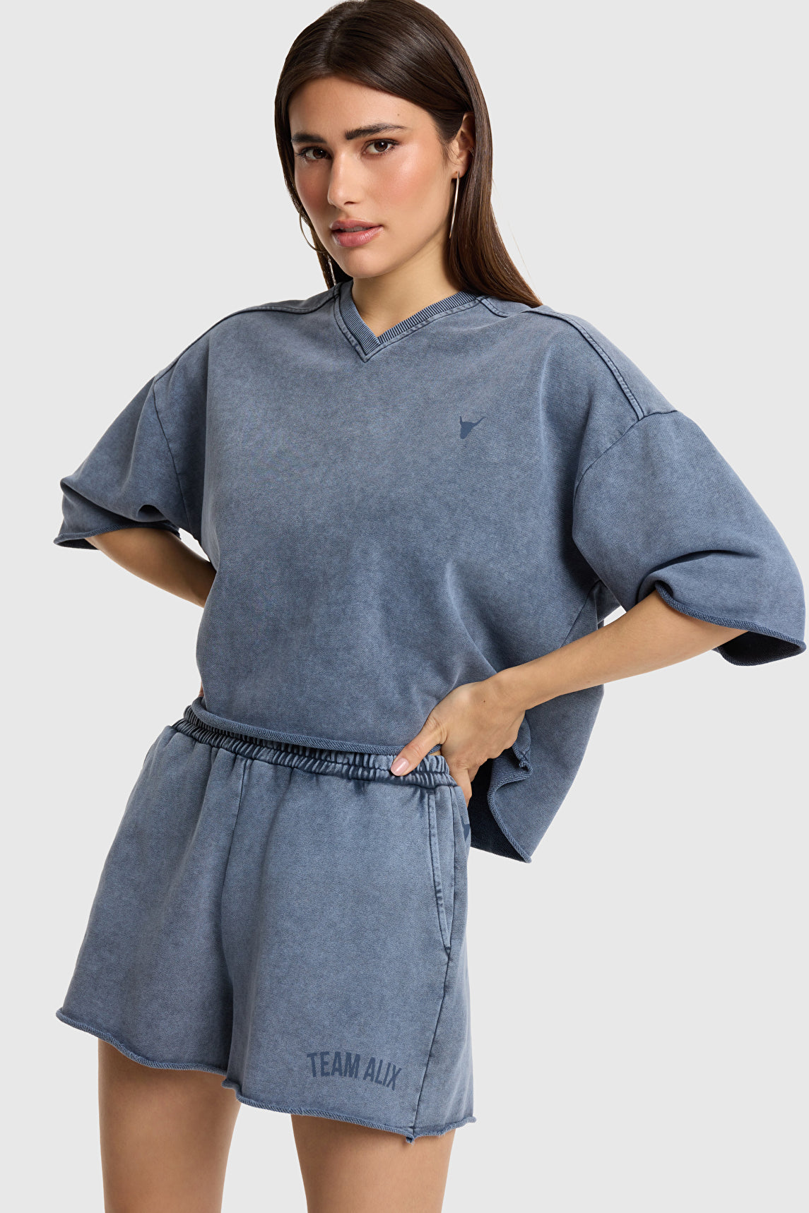 Cut Seam Sweat T-Shirt - Navy